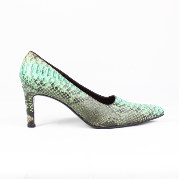 Salvatore Ferragamo Two Tone Python Leather Pumps